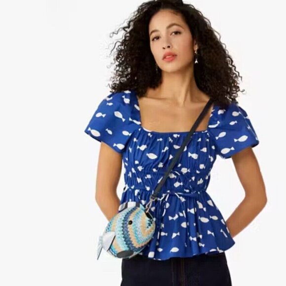 ♠️♠️ Kate Spade What A Catch 3D Fish Crossbody Straw Fish Bag NWT. RARE - Picture 7 of 9